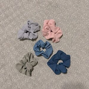 bundle of 5 scrunchies (4 silk and 1 denim)